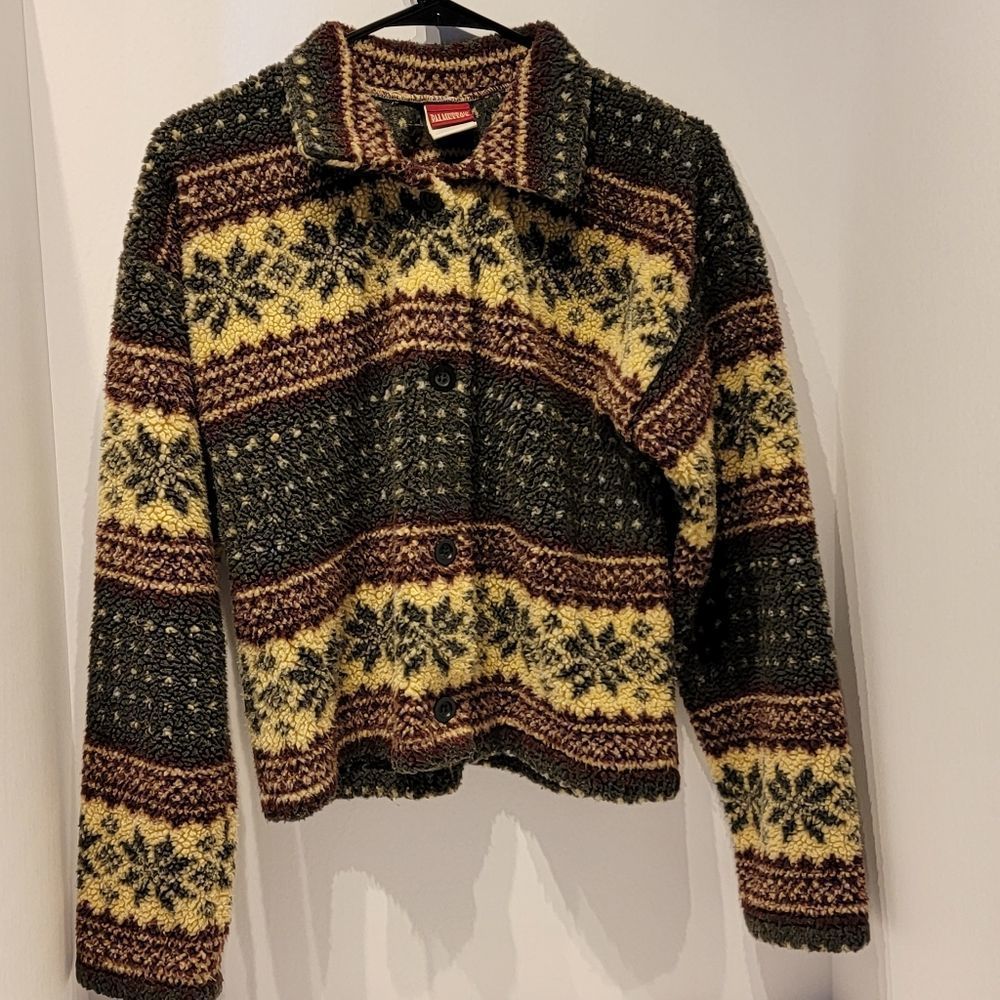 Womens Palmettos vintage button up crop fleece sweater size medium